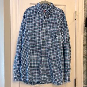Chaps purple and teal long sleeve button down shirt